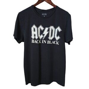 AC/DC Back in Black Distressed Graphic Band Tee Shirt